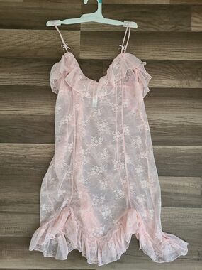 wild fable Sheer Blush Lace Ruffle Chemise Nwt